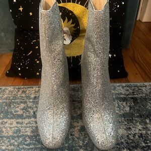 Silver Glitter Ankle Boots